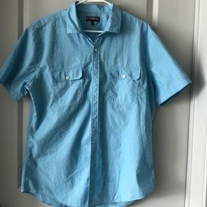 Express light blue button down short sleeve shirt